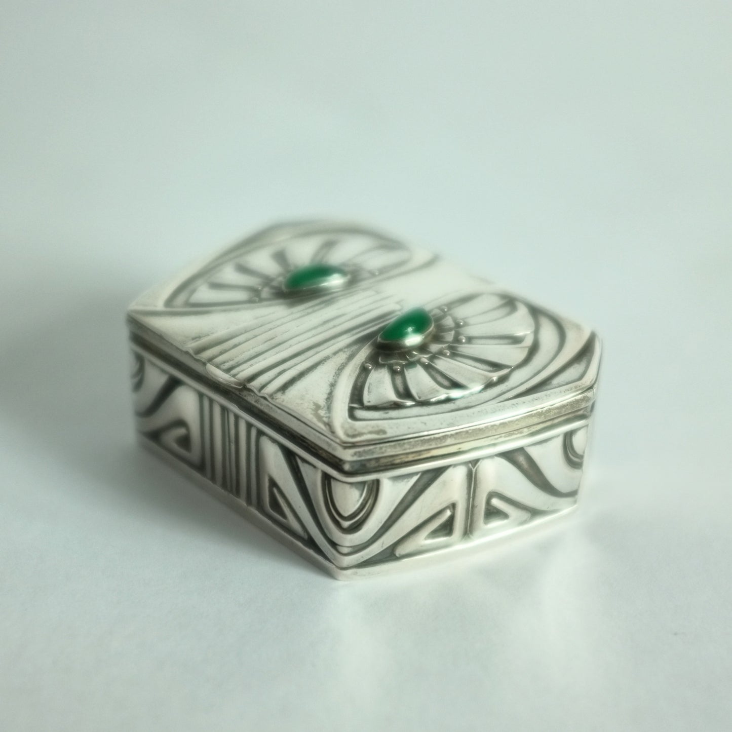 Parcel gilt Jugendstil pill box by Patriz Huber, Germany. c.1900.