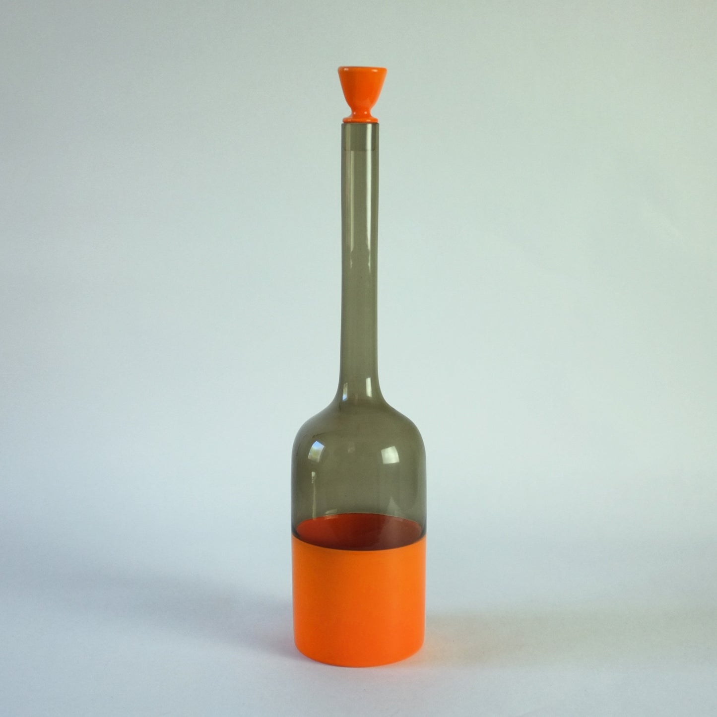 Grey/green and orange incalmo decanter with stopper.