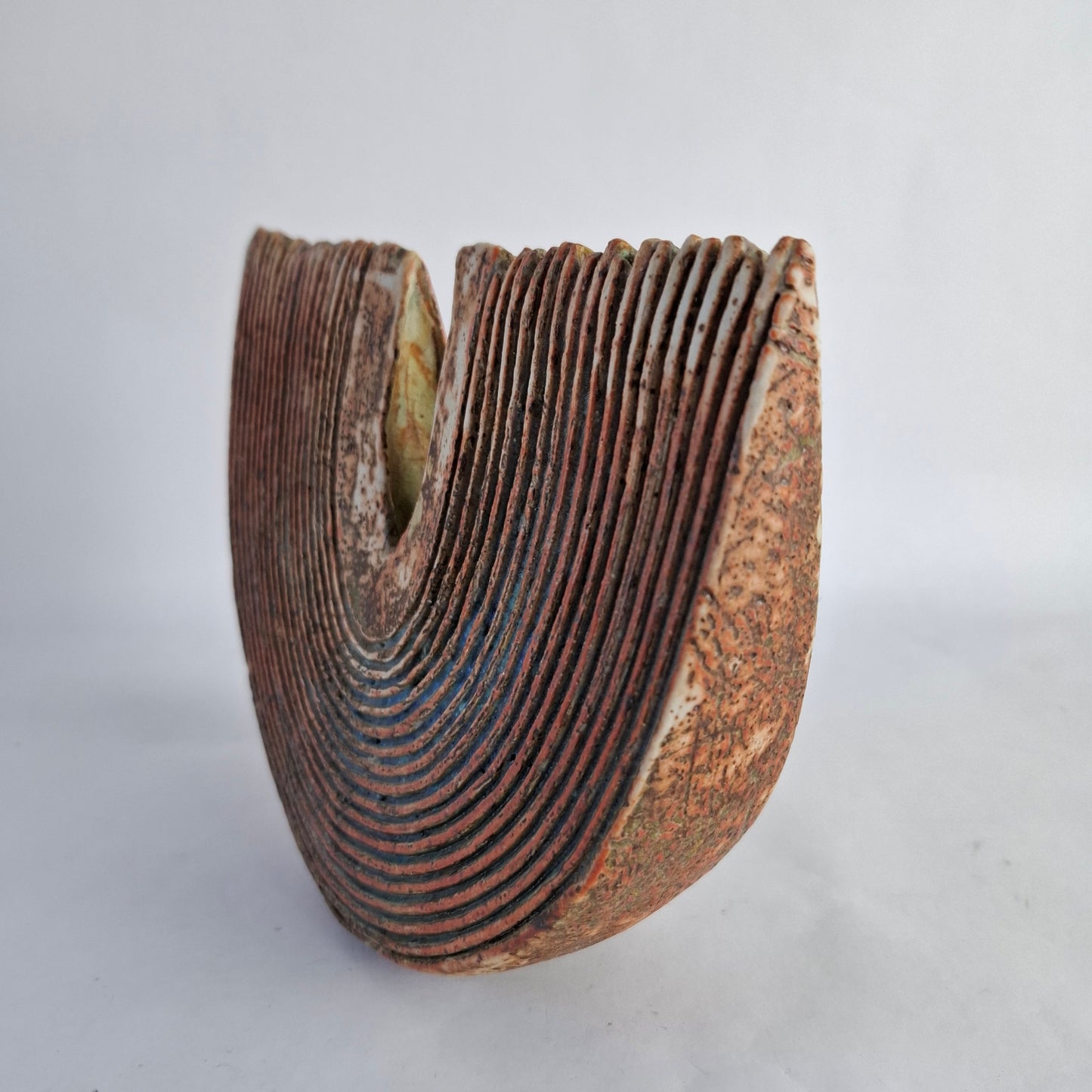 Slice form vase by Alan Wallwork, own studio. England. 2000s.