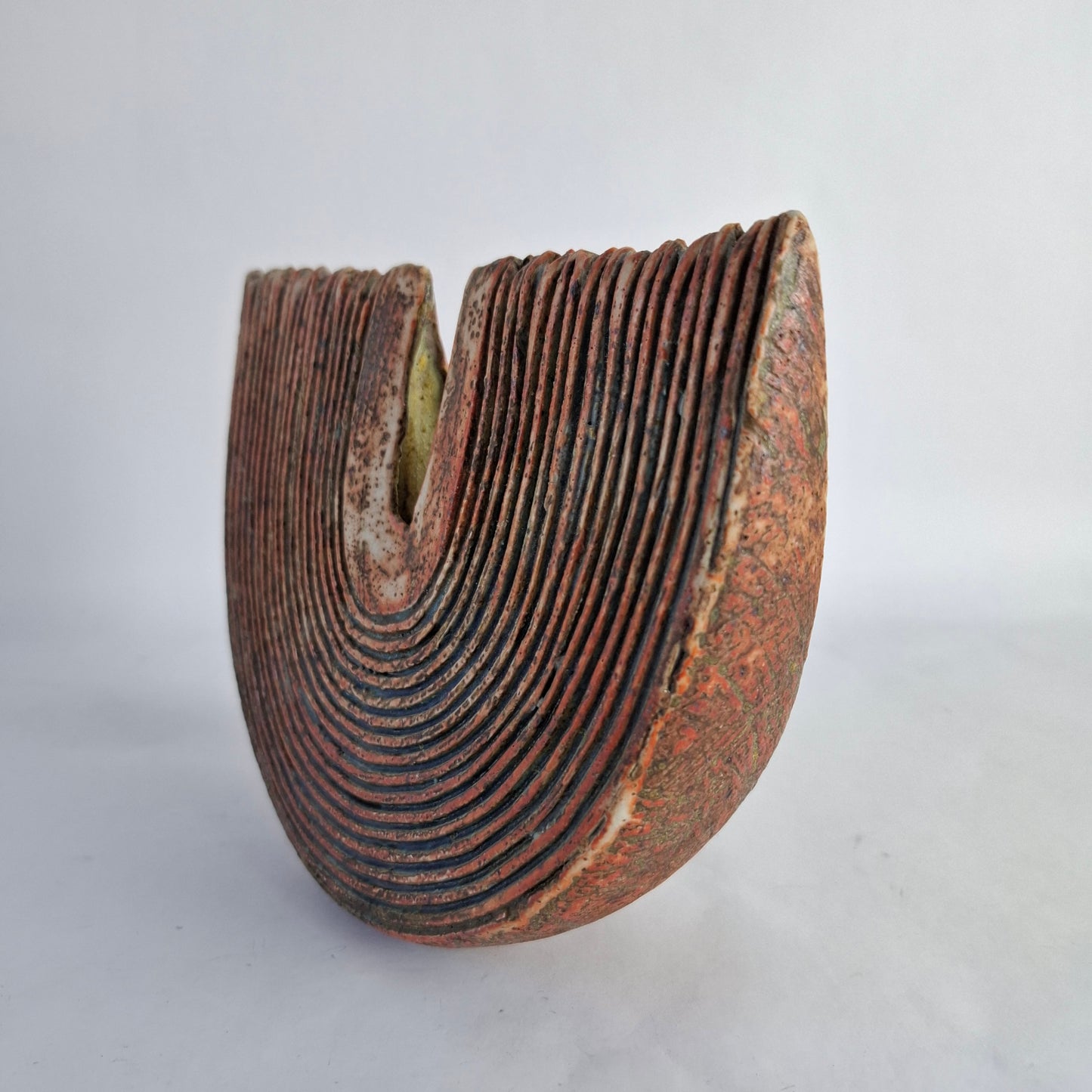 Slice form vase by Alan Wallwork, own studio. England. 2000s.