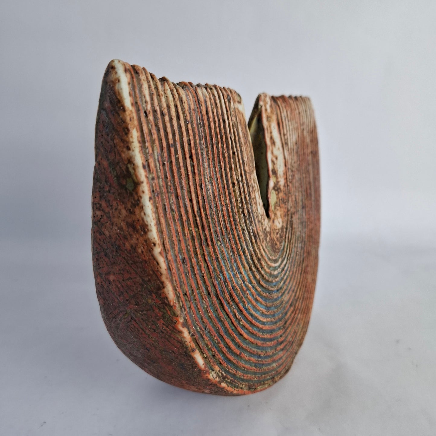 Slice form vase by Alan Wallwork, own studio. England. 2000s.