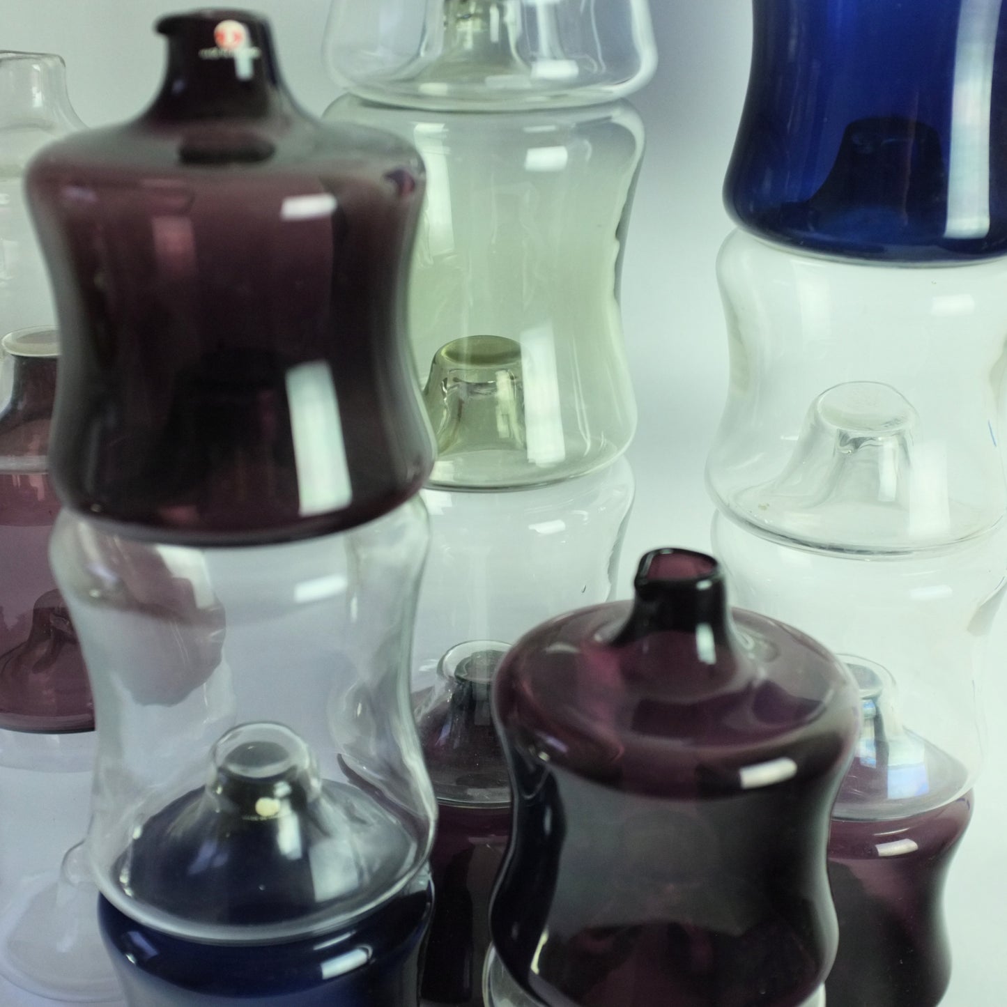 Stacking glass bottles by Timo Sarpaneva for Iittala, Finland. 1960s.