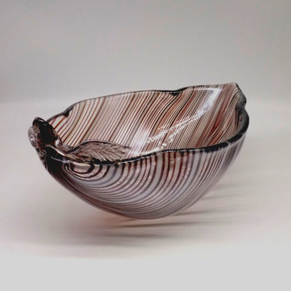 Große Blattschale von Tyra Lundgren für Venini, Murano, Italien. 1930er Jahre.