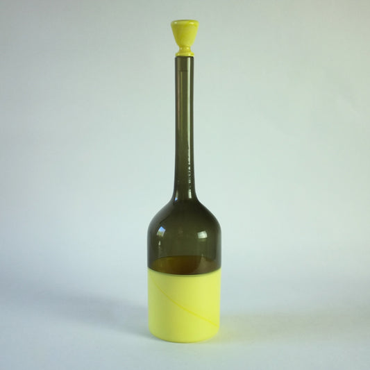 Grey/green and yellow incalmo decanter with stopper.